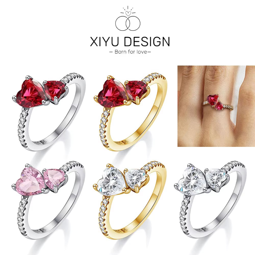 Eternalove™ Red Double Heart Zircon Ring – a Sparkle That Speaks of Forever