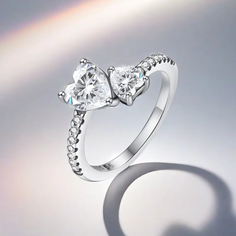 Eternalove™ Red Double Heart Zircon Ring – a Sparkle That Speaks of Forever