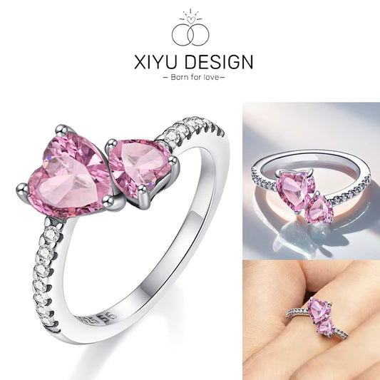 Eternalove™ Red Double Heart Zircon Ring – a Sparkle That Speaks of Forever