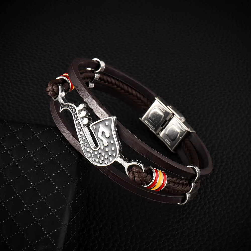 Rhythmvibe™ Saxophone Leather Bracelet – Wear Your Sound, Own Your Style