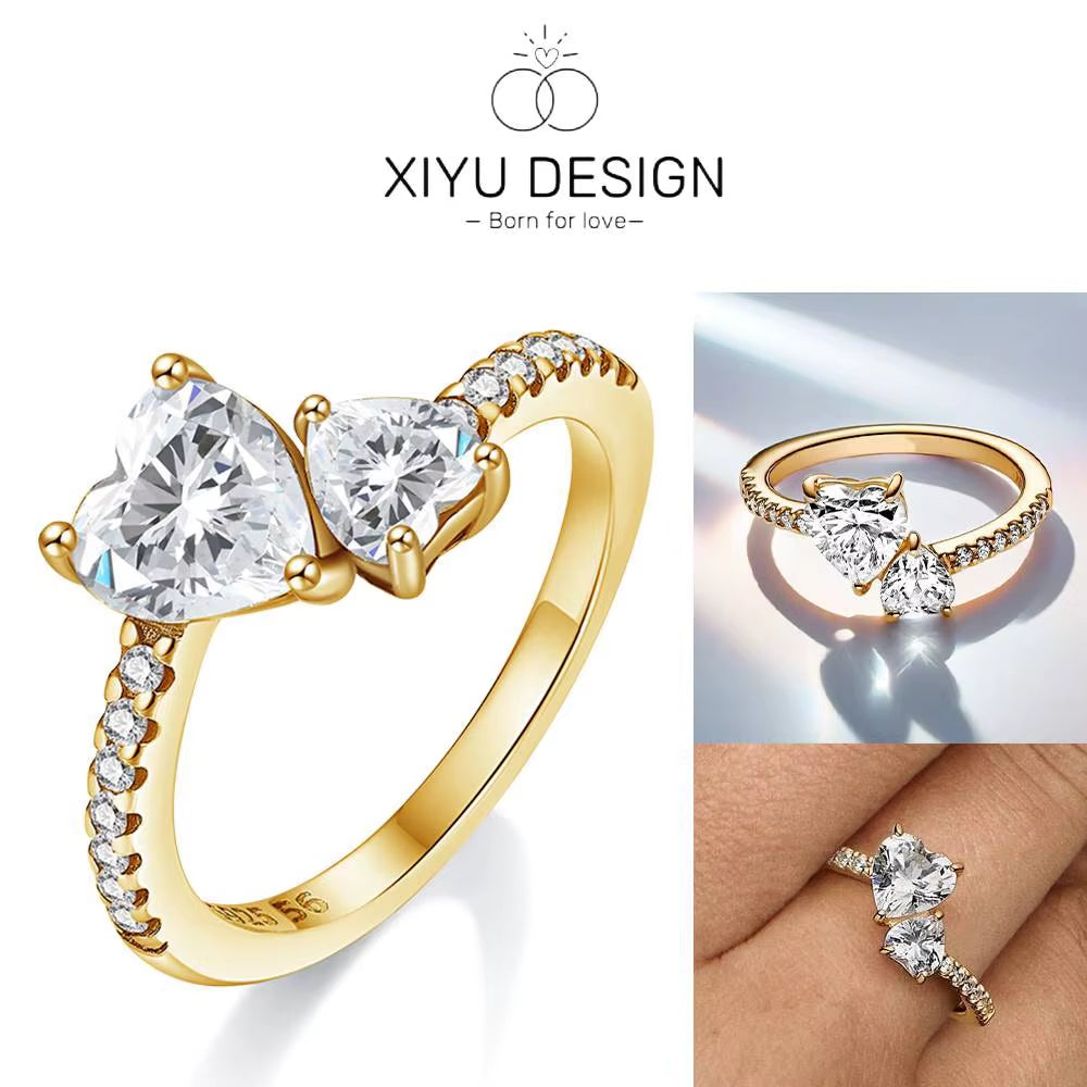 Eternalove™ Red Double Heart Zircon Ring – a Sparkle That Speaks of Forever